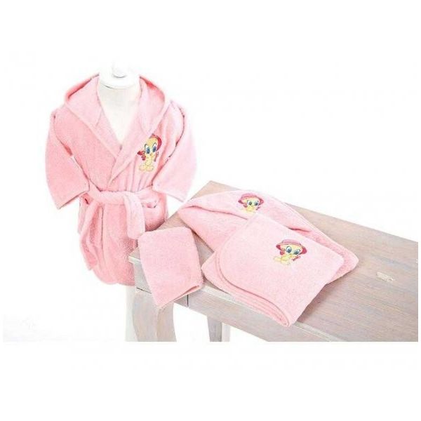 Özdilek Ashley Tweety Pembe Bebek Bornoz Seti