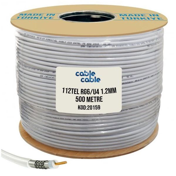Cable Cable RG6/U4 1.02 mm 112 Tel 500 mt Anten Kablosu