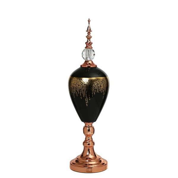 Vitale 60 cm AK.JE0011 Amber Bronz Kapaklı Vazo
