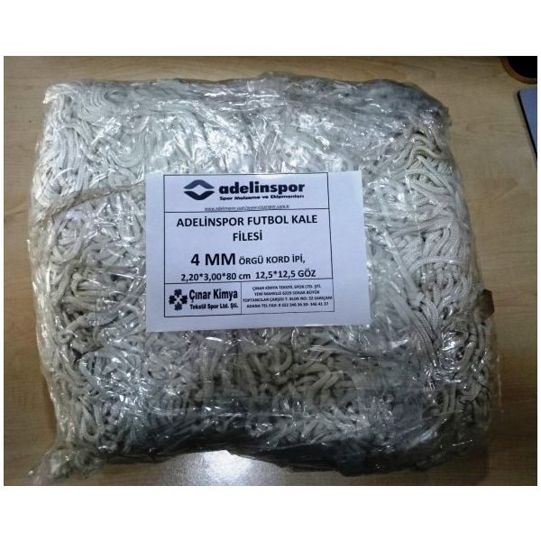 Adelinspor 4 mm Kord İpi 3,20x2,20x0,8 m Futbol Kale Filesi