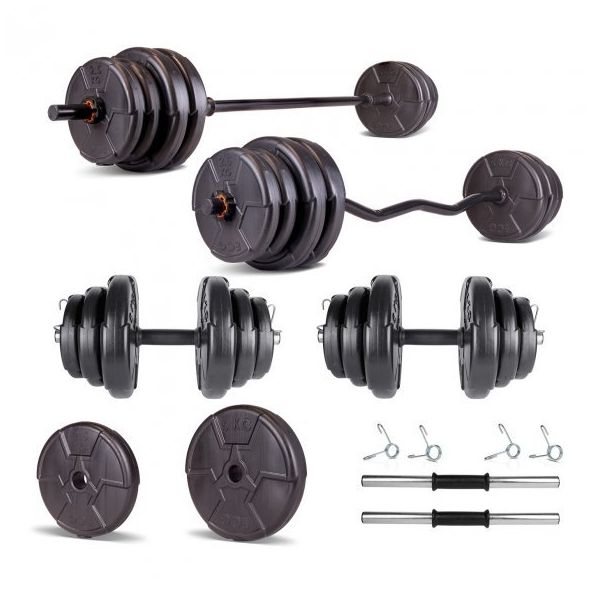 Ecgspor Hero Serisi 38 kg Z Bar Dambıl Seti ve Fitness Ağırlık Seti