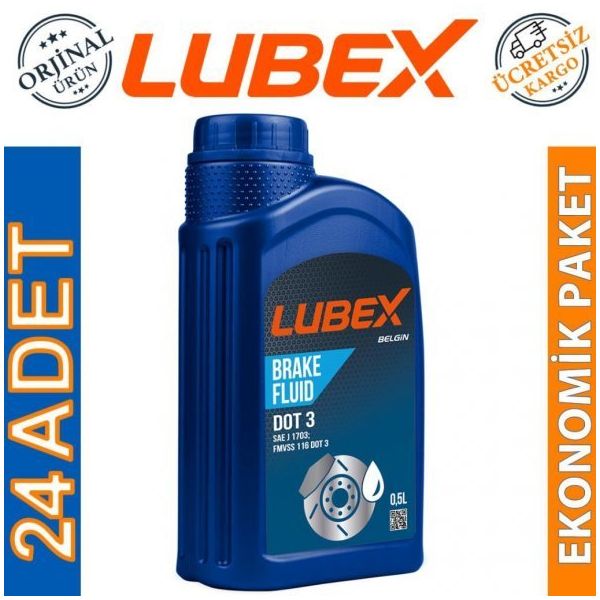 Lubex Brake Fluid Dot 3 500 ml 24'lü Fren Hidrolik Yağı