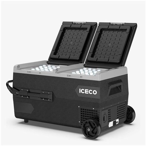 Iceco K95D 12/24 V 95 lt Akülü Kablolu Çift Bölmeli Kompresörlü Tekerlekli Outdoor Dondurucu Oto Buzdolabı