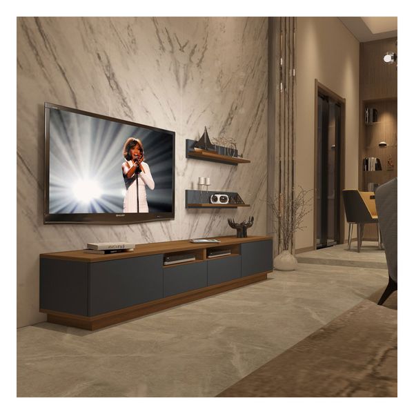 Decoraktiv Trendstyle Ceviz Antrasit 220rs Mdf Tv Ünitesi Tv Sehpası
