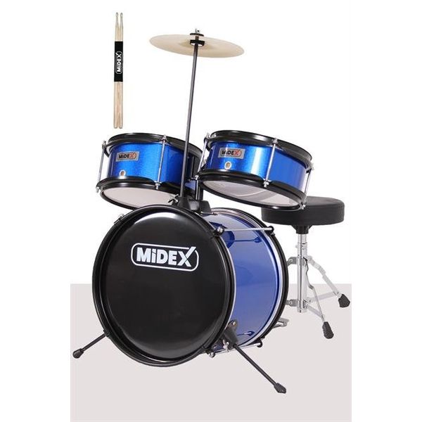 Midex CD300X-BL Akustik Junior Davulu Seti 5-14 Yaş İçin Full Set Çocuk Baterisi