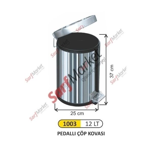Arı Metal 12 lt Paslanmaz Pedallı Çöp Kovası
