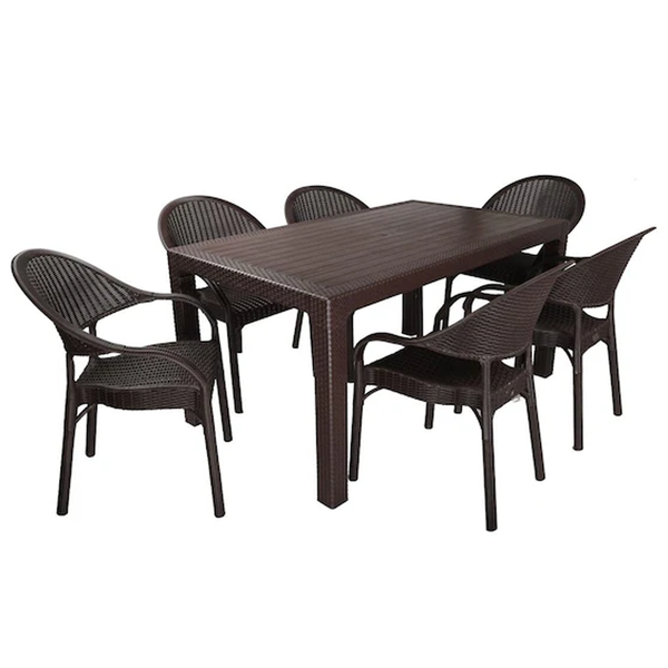 Mandella Elit Rattan 90x150 cm Elit Beyaz Koltuk Masa Takımı