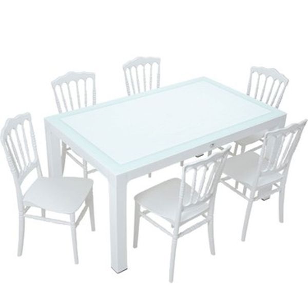Mandella Wood 90x150 cm Silver Napolyon Sandalye Masa Takımı