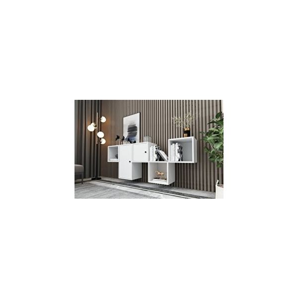 BK Concept KNS-1126-Ç Beyaz 168 cm Raflı Dolaplı Duvar Konsolu