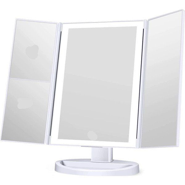 Land Of Myth Beyaz 1X-2X-3X-10X Büyütmeli 37 Led Işıklı 3 Panel Katlanabilir Dokunmatik Sensörlü Makyaj Aynası