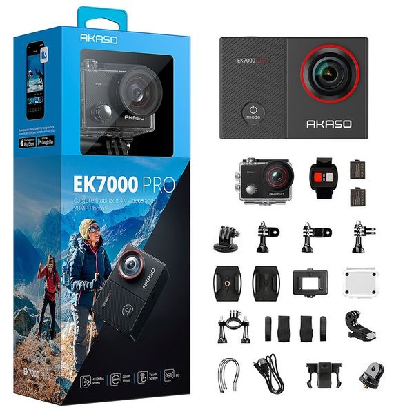 Akaso EK7000 Pro Aksiyon Kamera + Aksesuar Seti