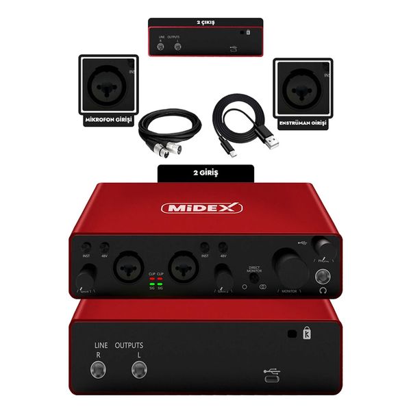Midex GLX-800RD Üst Segment USB Stüdyo Ses Kartı