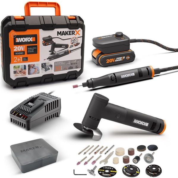 Worx WX990 Makerx 20 V 2.0 AH Kömürsüz Profesyonel Kalem Tipi Devir Ayarlı Gravür Seti