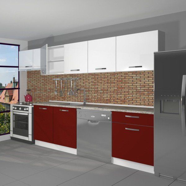 Decoraktiv Elite 280 Bordo Beyaz Hazır Mutfak Dolabı