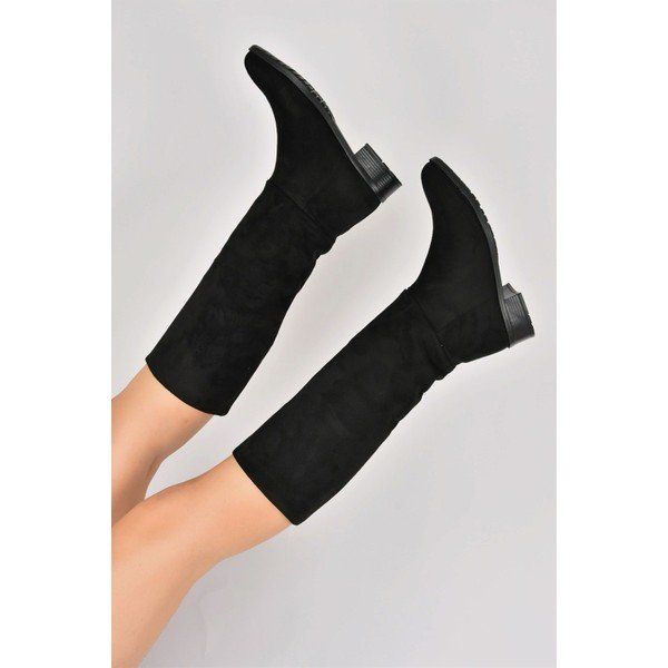 Fox Shoes L726600902 Siyah Süet Düz Taban Günlük Kadın Çizme