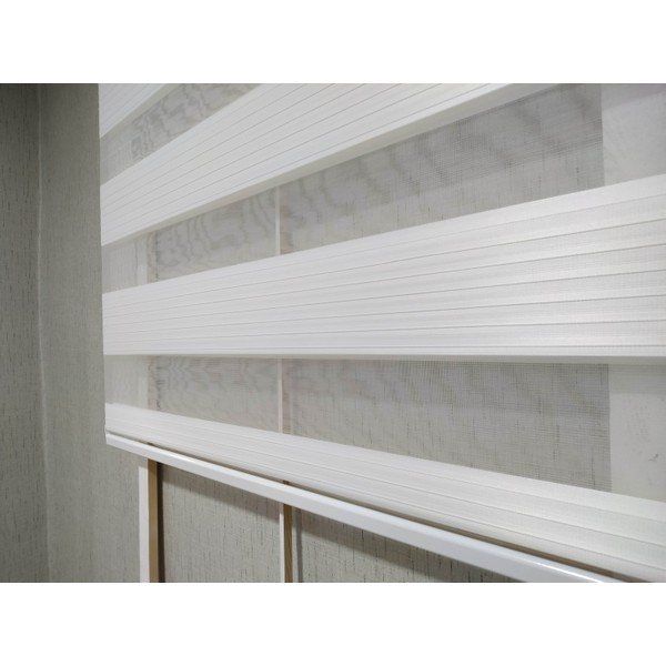 Story Perde Düz Geniş Piliseli Krem Zebra 115x300 cm Stor Perde
