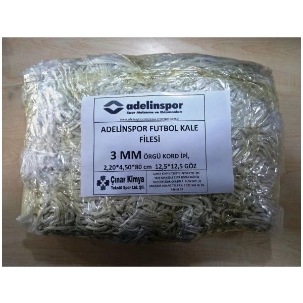 Adelinspor 3 mm Kord İpi 4,50x2,20x0,8 m Futbol Kale Filesi