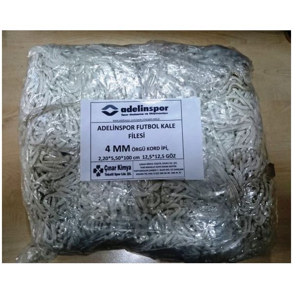 Adelinspor 4 mm Kord İpi 5,50x2,20x0,8 m Futbol Kale Filesi