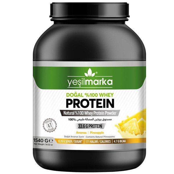Yeşilmarka 1540 gr Ananas Aromalı Doğal Whey Protein Tozu