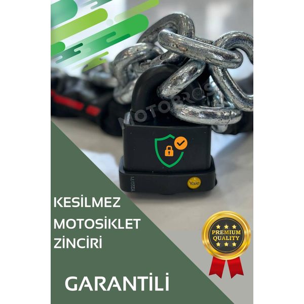 Motobros G-80 Harguard 2 Metre Galvanizli Motosiklet Bisiklet Kesilmez 13 mm Zincir ve Kilit