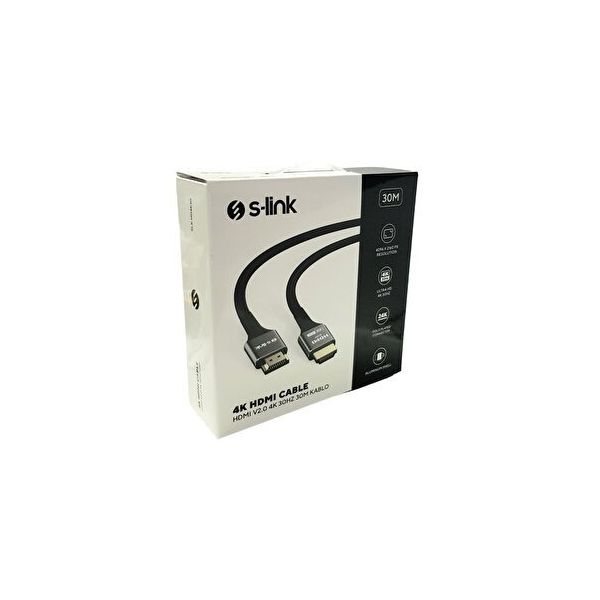 S-Link SLX-HD4K30 19+1 30 mt V2.0 4K 30 HZ Metal HDMI Kablo