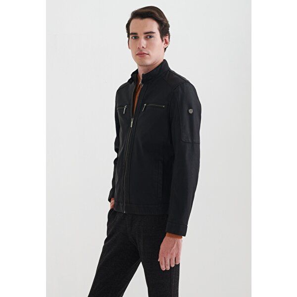 Pierre Cardin 50 Siyah Suni Deri Erkek Ceket