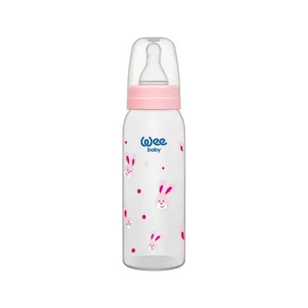 Wee Baby 250 ml Pembe Klasik Tavşan Desenli PP Biberon