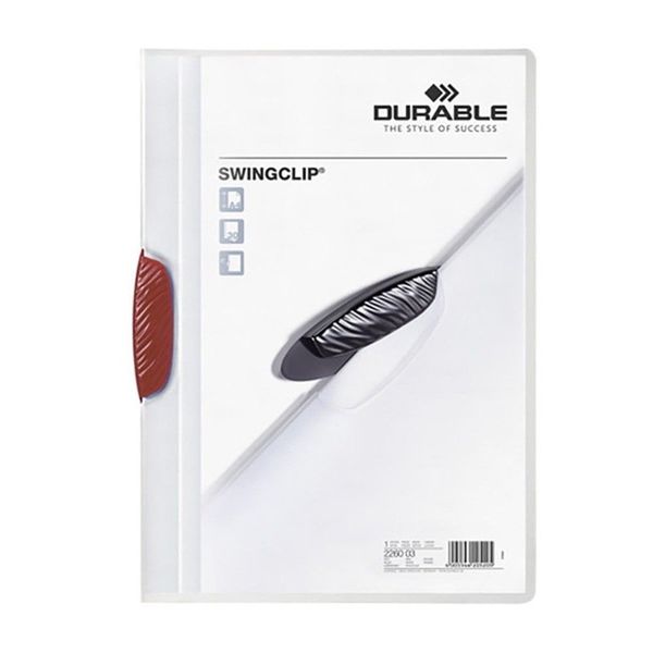Durable Swing Clip Ortadan Klipsli 30 Sayfa Kırmızı Sıkıştırmalı Dosya