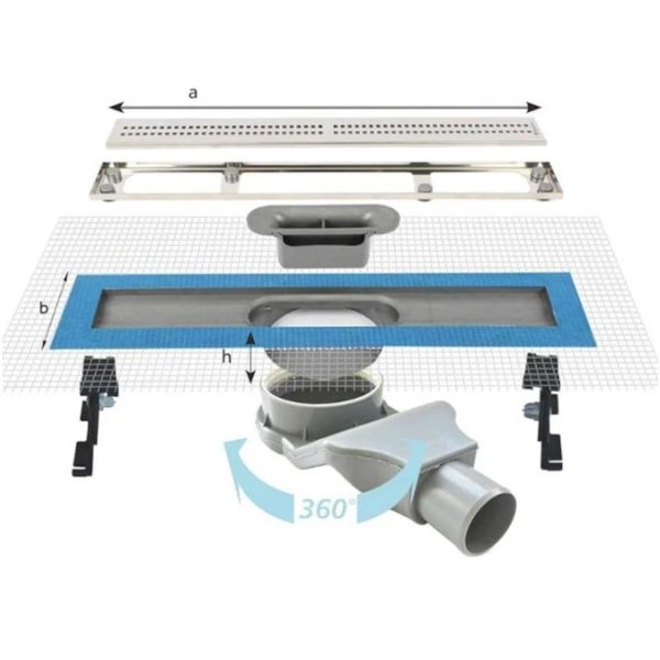 Sukar 1154-1036023-01 Line 2 60 cm Plain Izgaralı Krom Duş Kanalı