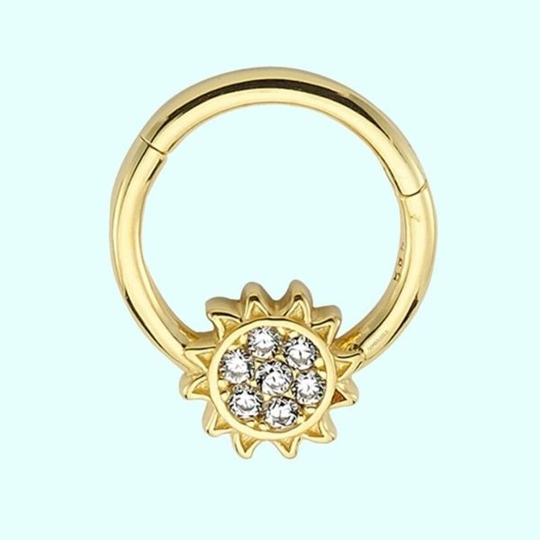 Sembol Gold Güneş 14 Ayar Altın Halka Piercing