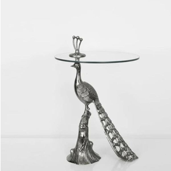 Vitale Silver 61 x 40 cm Tavuskuşu Sehpa