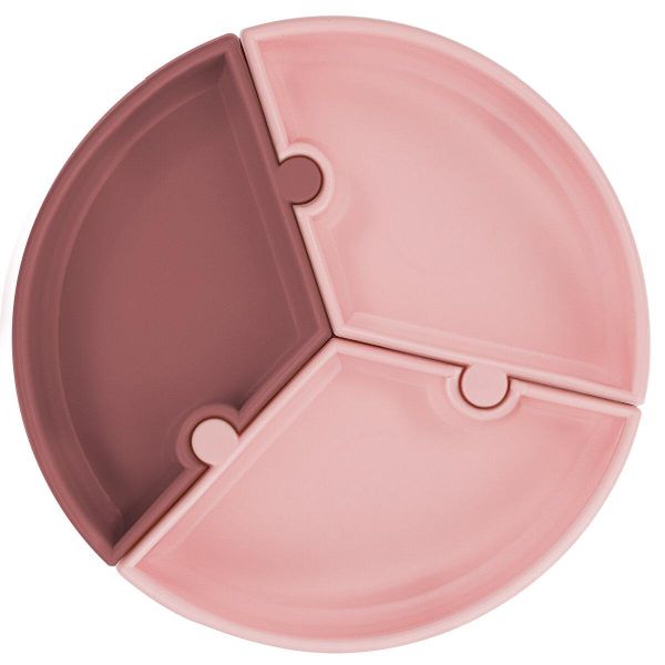 Oioi Puzzle Pinky Pink Powder Grey Mama Tabağı