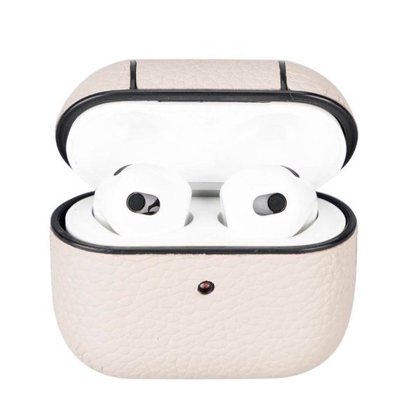 Plm Apple Airpods 3. Nesil Juni ERC3 Bej Uyumlu Deri Kılıf