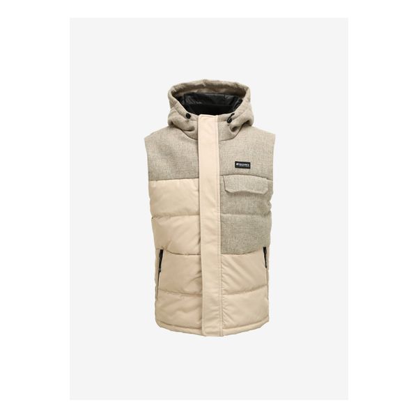 Discovery Expedition D3WM-YLK2 Bej Erkek Kapüşonlu Kapitone Şişme Yelek