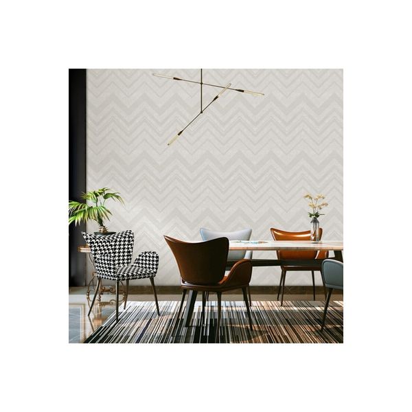 Adawall Octagon 1207-1 Beyaz Zigzag Dokulu Duvar Kağıdı