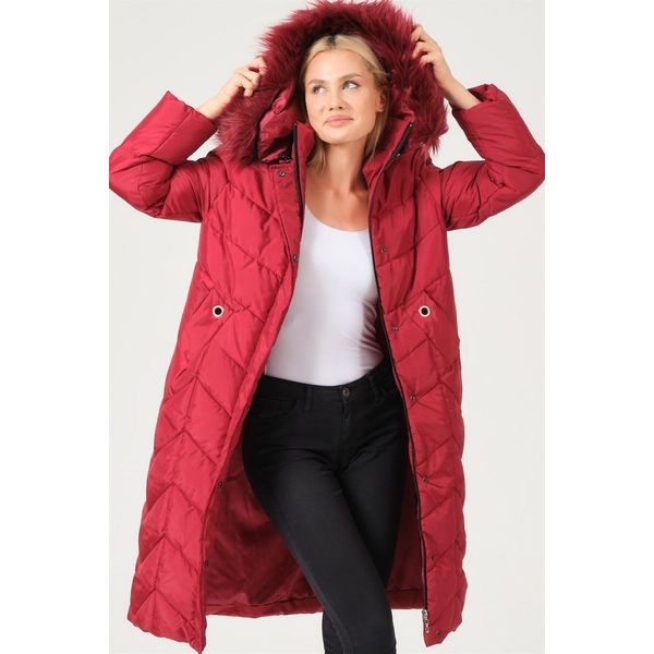 Dewberry Z6751 Bordo Kadın Kaban