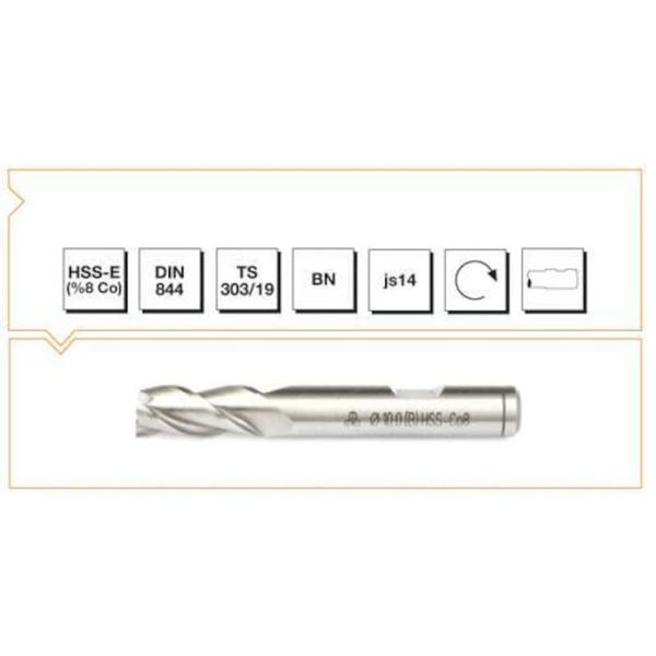 MTE HSSE DIN 844/BN 3 mm Kısa Parmak Freze
