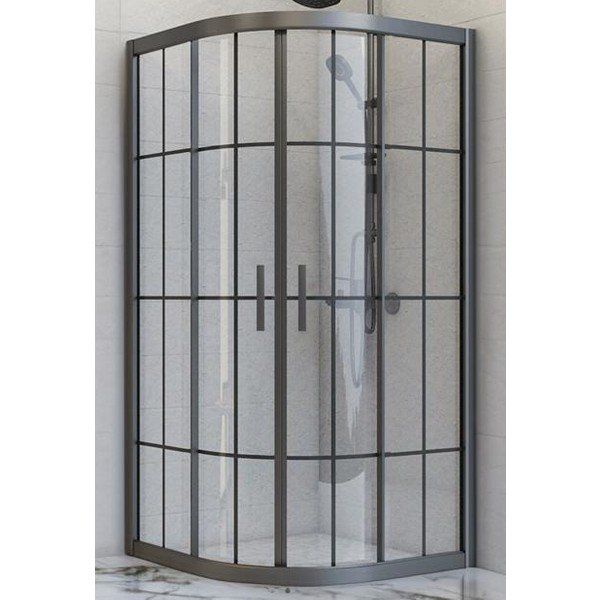 Durul Oval Siyah Çizgi 5 mm Yükseklik 190 cm 90x90 cm Duşakabin