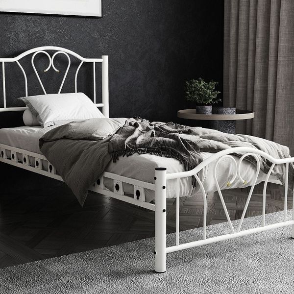 Argimo Orkide Tek Kişilik Ferforje 90x200 cm Tarz Beyaz Metal Karyola
