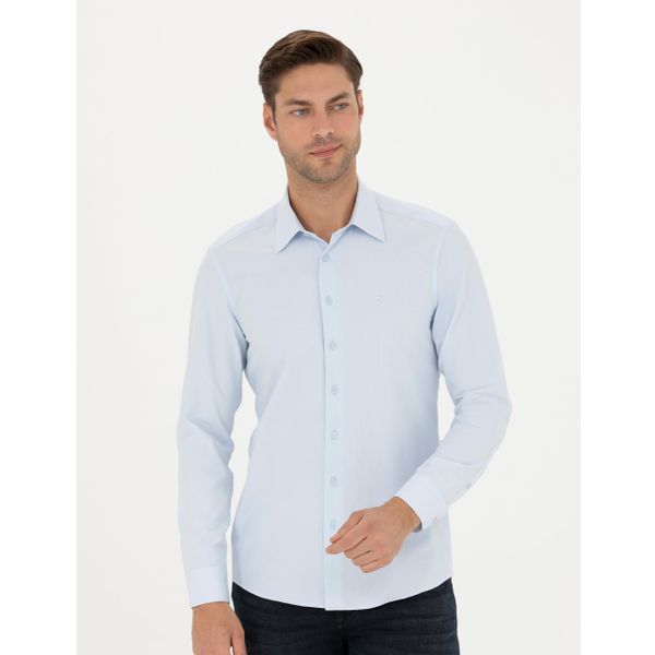 Pierre Cardin 50275690-VR036 Mavi Desenli Erkek Gömlek