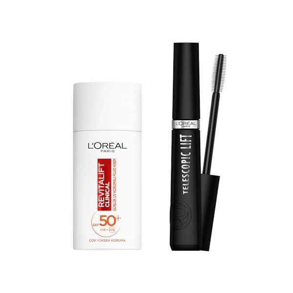Loreal Paris L'Oréal Paris Telescopic Lift Maskara Revitalift Clinical SPF 50+ Günlük Yüksek UV Korumalı Yüz Güneş Kremi 50 ml Set