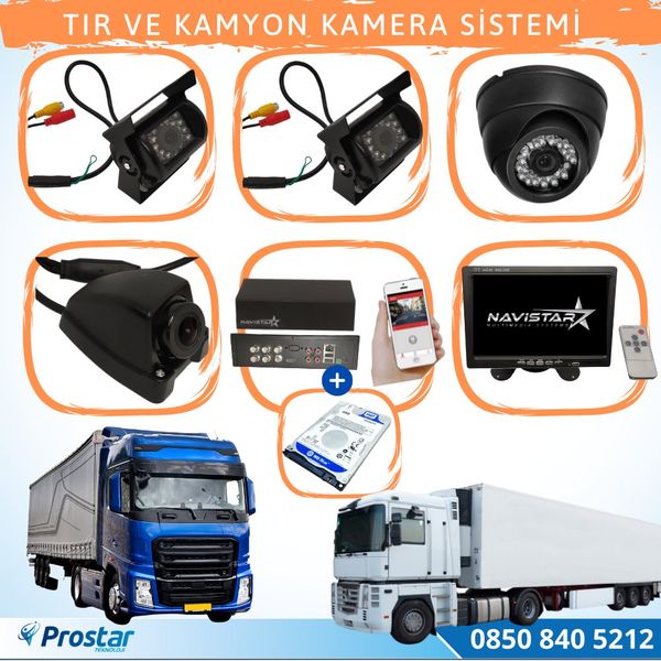 Navistar Tır ve Kamyonlar İçin Uzaktan İzlemeli 4 Kameralı 1 TB Hard Disk Kamera Seti