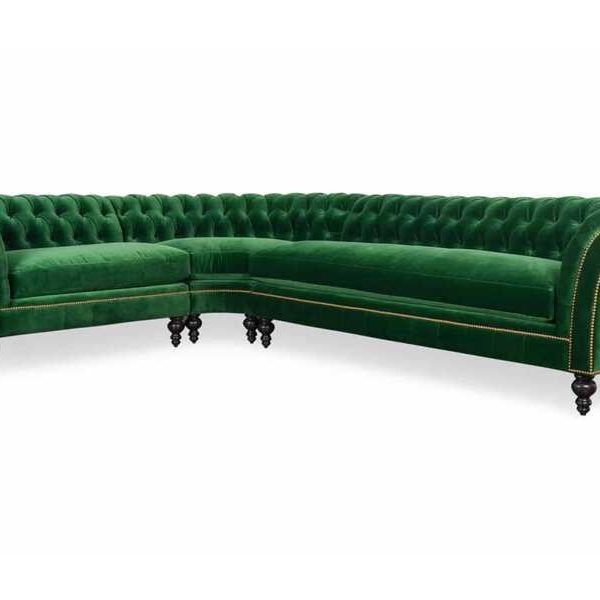 Hanel Mobilya English Chesterfield Yeşil Kadife Chester Köşe Koltuk Takımı