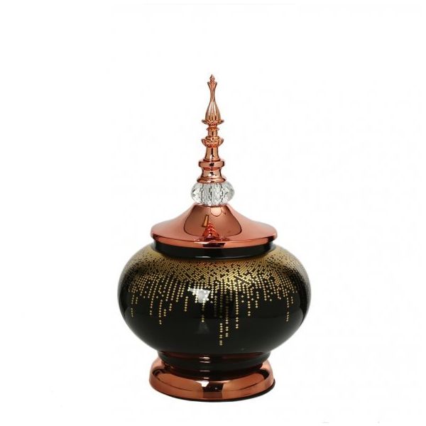 Vitale 30 cm AK.JE0021 Amber Bronz Kapaklı Vazo