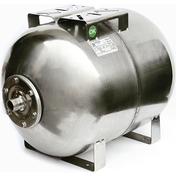 Cruwa Gri 50 lt 8 Bar Yatık Tip Paslanmaz Hidrofor Tankı