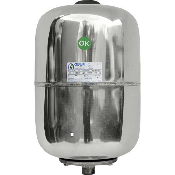 Cruwa Silindirik Tip Paslanmaz 8 Bar 50 L Gri Hidrofor Tankı
