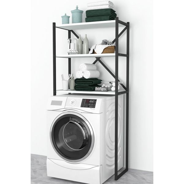 Bofigo 3 Raflı Beyaz Banyo Çamaşır Makinası Üstü Düzenleyici Metal Raf