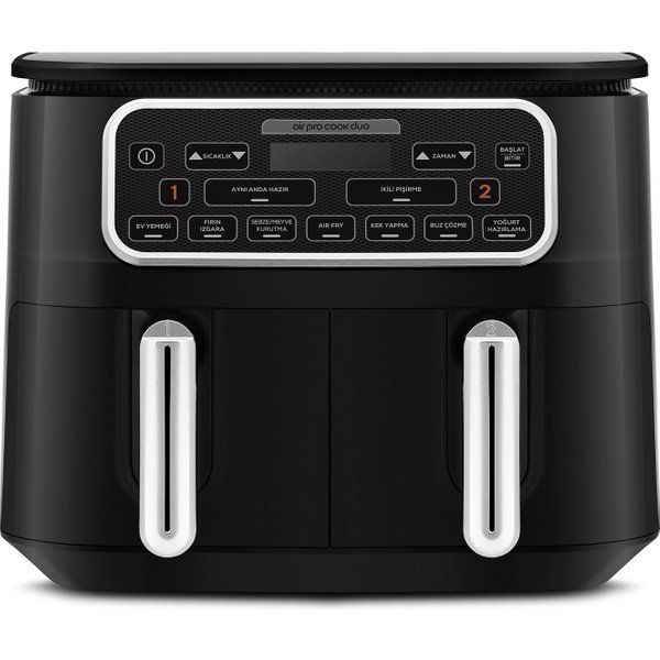 Karaca Air Pro Cook Duo Ev Yemeği XXXL 4+4 lt Black Chrome Airfryer