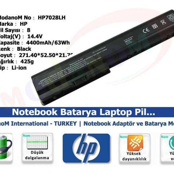 HP Pavillion KS525AA 8 Hücreli Notebook Bataryası