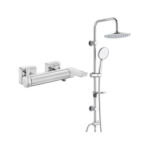 E.C.A Icon Banyo Bataryası + T-May Banyo Bostan Oval Tepe Paslanmaz Krom Duş Seti